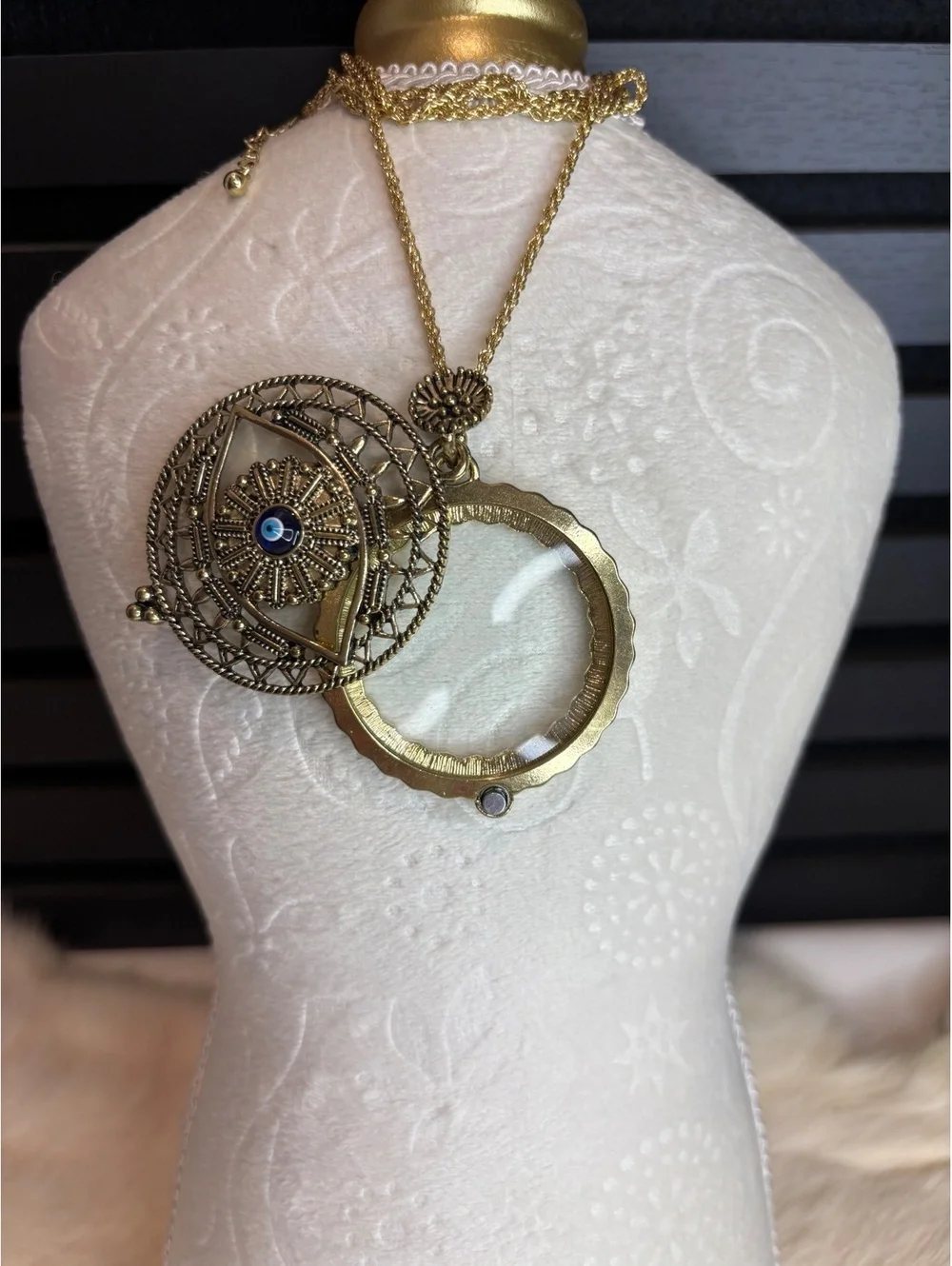 Evil Eye Magnifying Glass Pendant Necklace